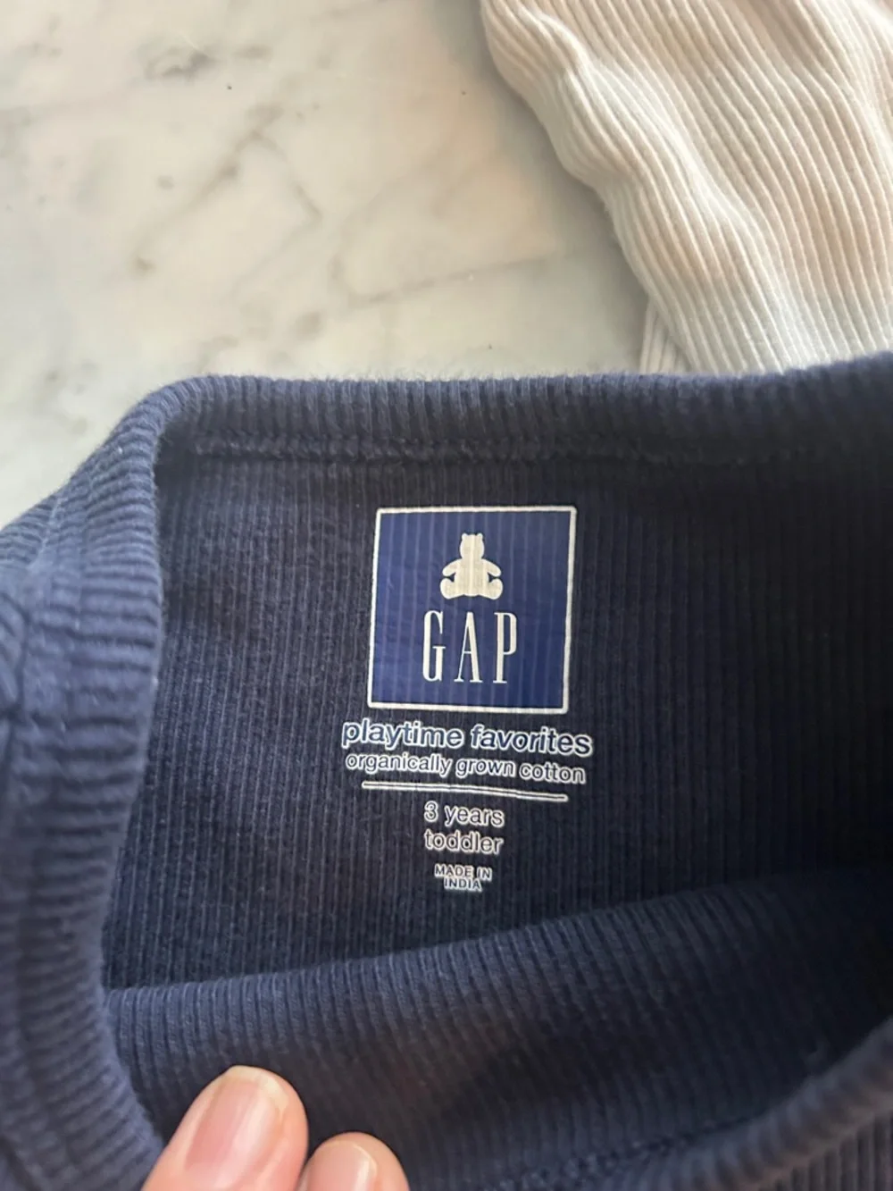 GAP Two-Pack Ribbed Long Sleeve Tees in Navy & White